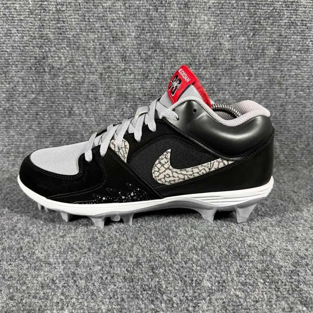 Jordan Stadium 90 Low TD Black Cement Football Cleats Mens 10.5 HQ0210-060 NEW